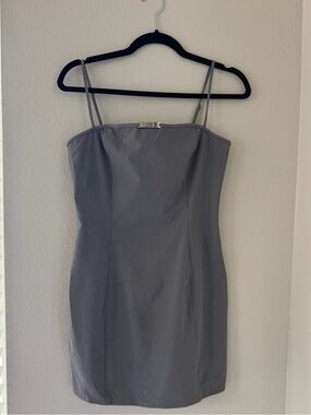 White Fox Gray Spaghetti-Strap Bodycon Dress